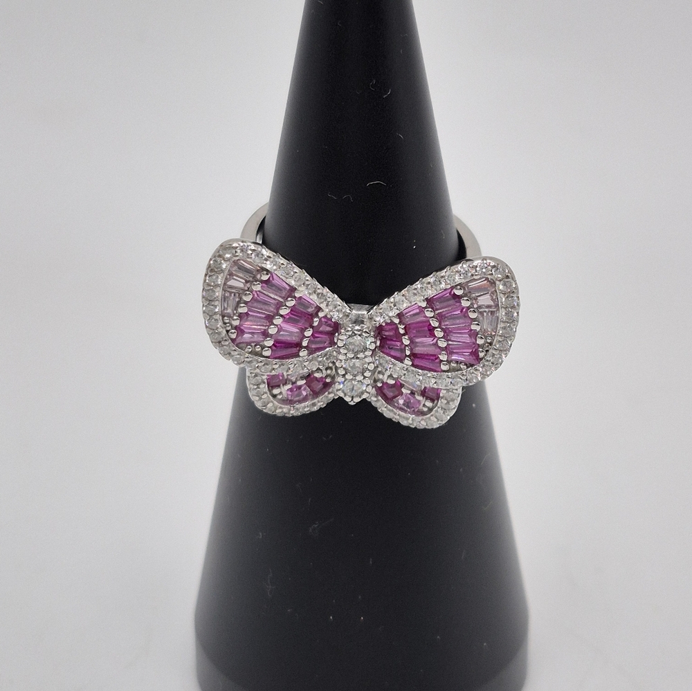 Elegant Pink Butterfly Ring. "FZ 925 China" Marked Inside!  Size 6